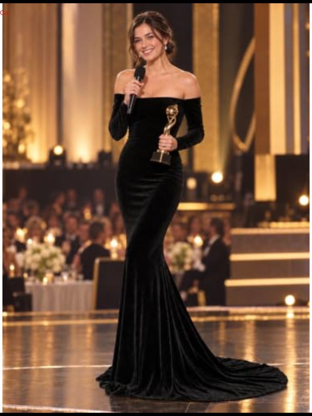 Velvet Off Shoulder Long Sleeve Mermaid Formal Evening Gown Sweeping Train - Picture 5 of 6